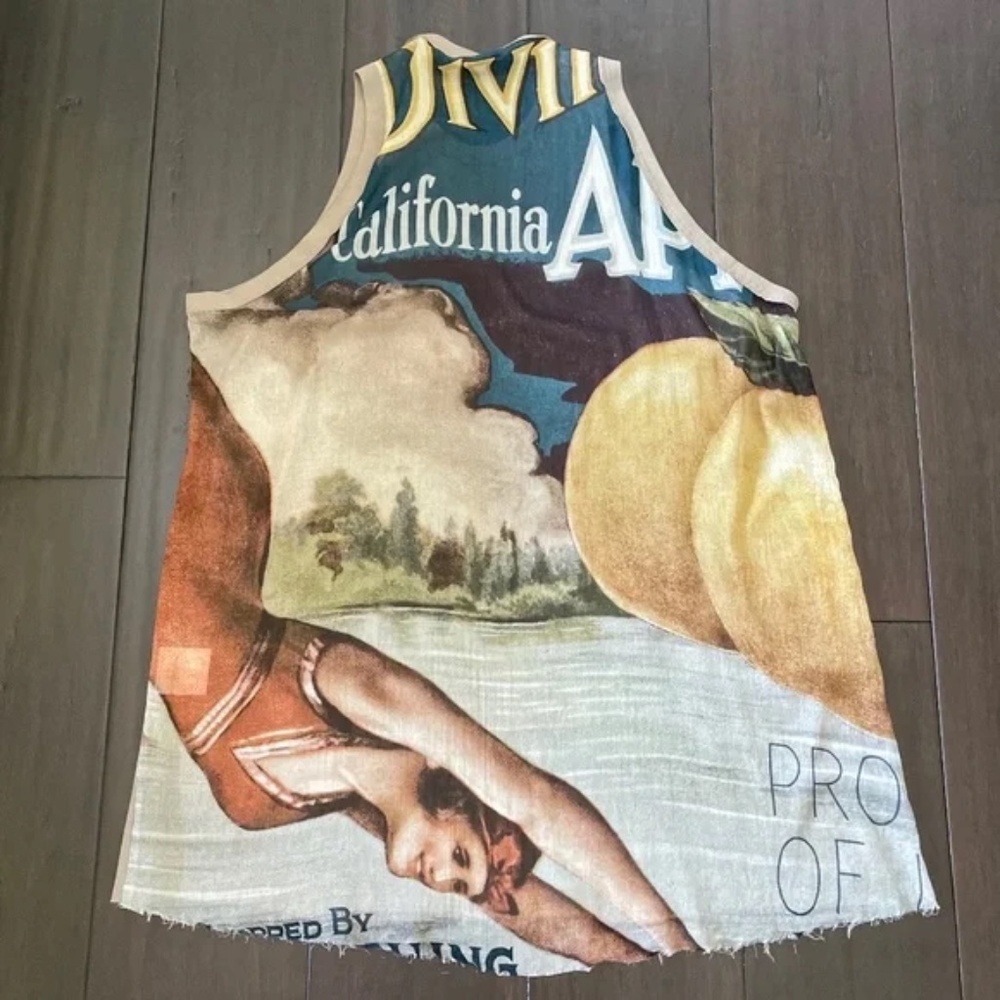 RARE Stunning NWT Rundholz Sleeveless Dress w/Vintage Cali Ad Graphics~ One Size